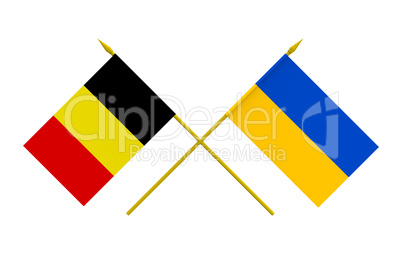 Flags, Belgium and Ukraine