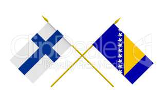 Flags, Bosnia and Herzegovina and Finland