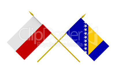 Flags, Poland and Bosnia and Herzegovina