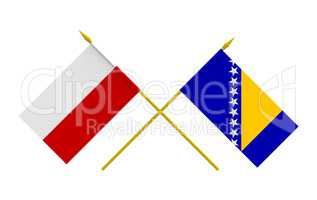 Flags, Poland and Bosnia and Herzegovina