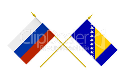 Flags, Bosnia and Herzegovina and Russia