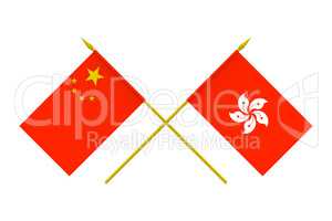 Flags, China and Hong Kong