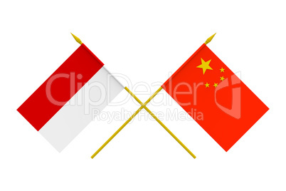 Flags, China and Indonesia