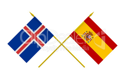 Flags, Iceland and Spain