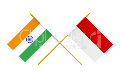 Flags, India and Indonesia