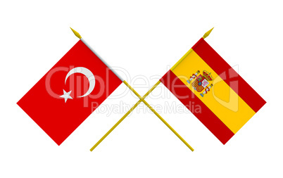 Flags, Spain and Turkey