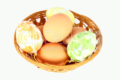 Basket containing easter eggs