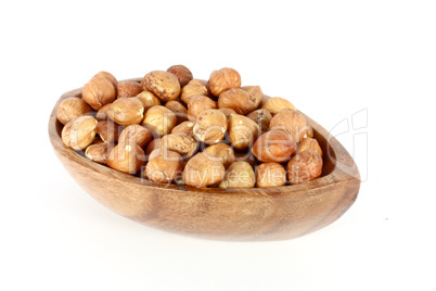 Hazelnuts in a wood bowl