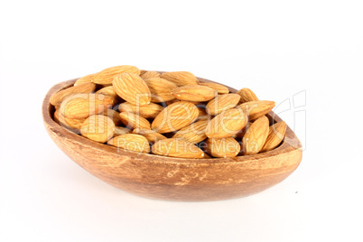 Almonds in a wood bowl