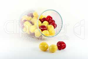 Red and yellow cherries