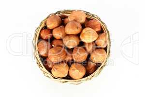 Hazelnuts in a round basket