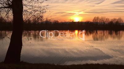 Lake at sunset with reflection