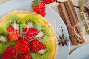 kiwi and strawberry pie tart