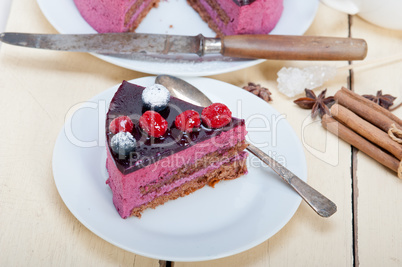 blueberry and raspberry cake mousse dessert