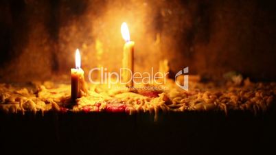 Beautiful dramatic candle lights and melting wax