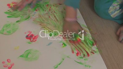 children paint finger paints