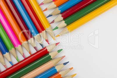 Abstract composition of a set wooden colour pencils.