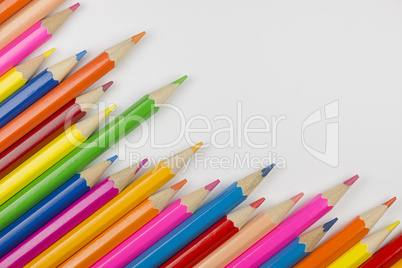 Abstract composition of a set wooden colour pencils.