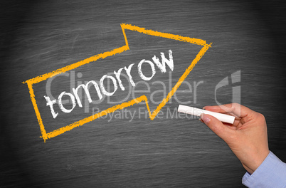 tomorrow arrow with text