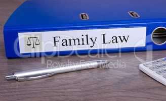 Family Law blue binder in the office