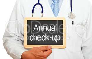 Annual check-up - doctor with chalkboard