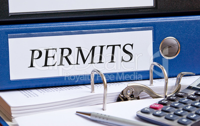 Permits blue binder in the office