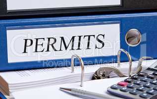 Permits blue binder in the office