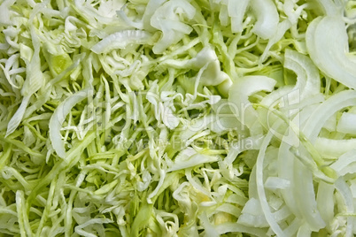 Chopped cabbage and onions