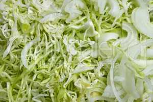 Chopped cabbage and onions