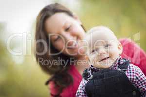 Little Baby Boy Having Fun With Mommy Outdoors