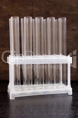Clean glass tubes in a plastic stand