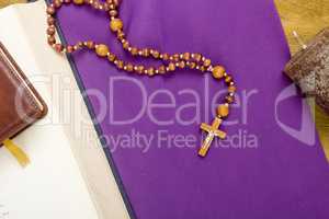 Canonical crucifix on the purple fabric