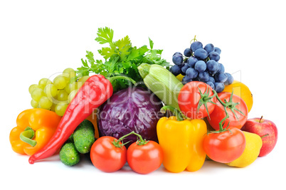 fruits and vegetables isolated on white background