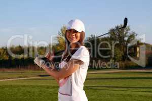 beautiful girl golf player portrait