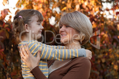 happy mother and daughter family scene