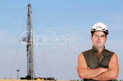 oil worker and oil rig