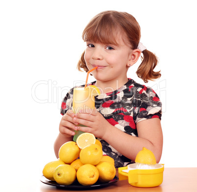 little girl drink lemonade