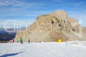 MADONNA DI CAMPIGLIO, ITALY - DECEMBER 18: The ski slope and ski