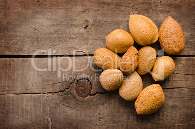 Almonds on wood