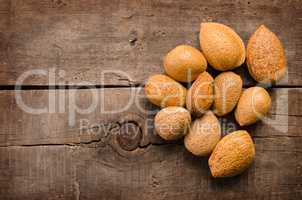 Almonds on wood