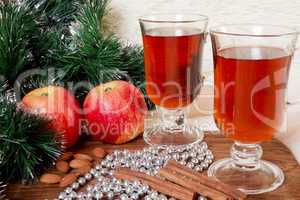 Glasses with Christmas mulled wine