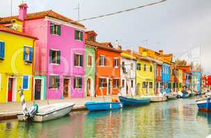 Brightly painted houses at the Burano canal