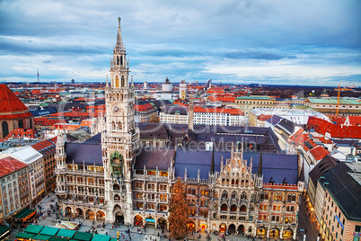 Aerial view of Marienplatz in Munich