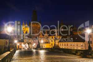 Charles bridge in Prague at sunrise