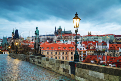 Overview of Prague with St Vitus Cathedral