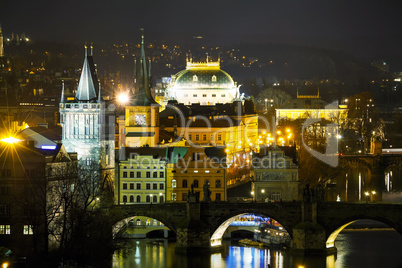 Overview of Prague in night