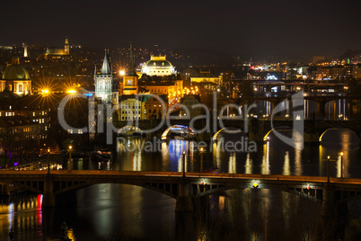 Overview of Prague in night