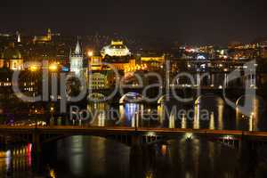 Overview of Prague in night