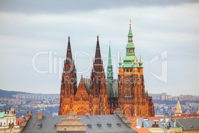 Overview of Prague with St Vitus Cathedral