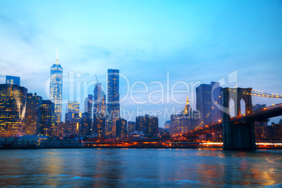 New York City overview with Brooklyn bridge